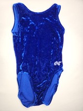 Alpha Factor Blue Velour Gymnast Gymnastics Leotard CL Girls Child's Large B187