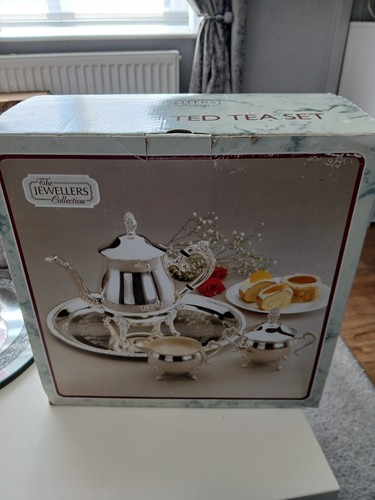 Silver plated tea set - silver, 4pc