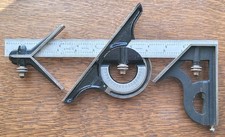Starrett Combination Square w/No. 490 Protractor/Center Head/No. 4 12" Rule 