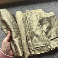 100% RAW SILK DUPION. Bundle of lovely sage green strips of salvaged silk. 