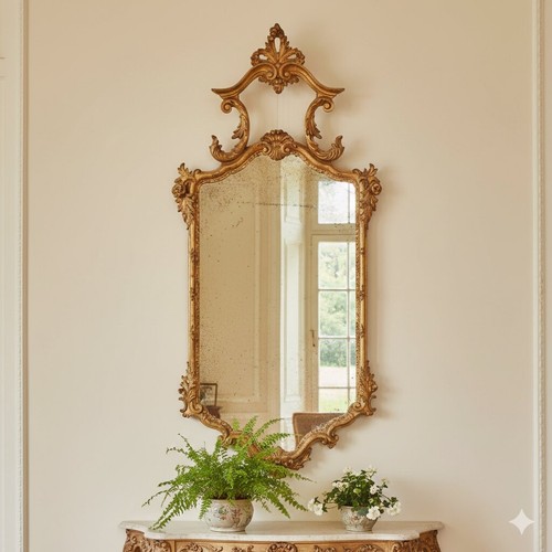 Antique mirror carved gilded - carved,