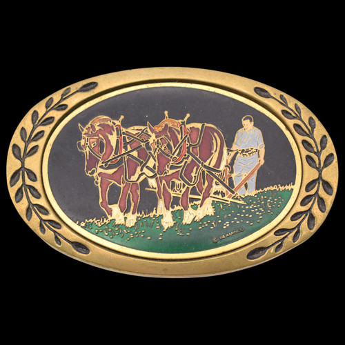 Horse drawn plow farmer solid - drawn,