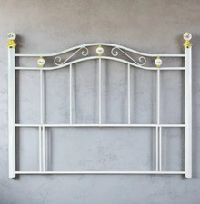 MB | White Metal Gloss Headboard with Porcelain Bead