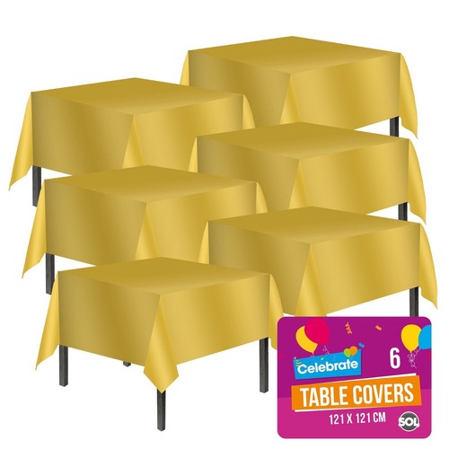 Gold plastic table covers - plastic,