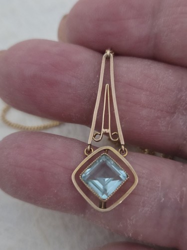 Antique 9ct gold aquamarine - 9ct,