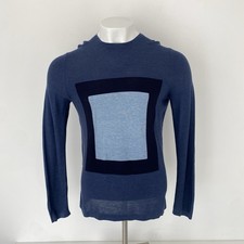 COS Mens Crew Neck Jumper Sweatshirt Silk Cotton Blue Navy Size Medium Sweater