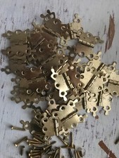 28 No. small decorative hinges in brass effect 42mm length x 28 No