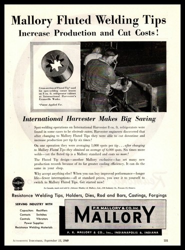1949 mallory fluted welding - 1949, pr