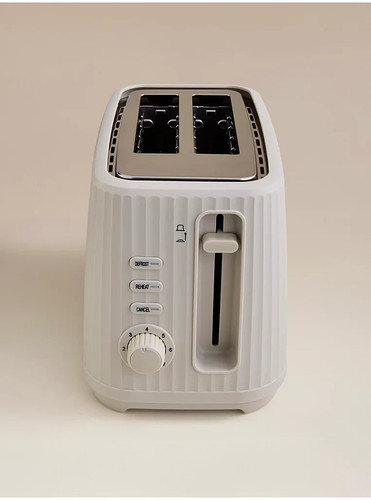 Cream ribbed slice toaster - cream, 2-slice