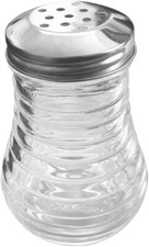 7oz/200ml Ribbed Sugar Pot Multihole Glass Shaker Chilli Condiment