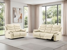 CREAM Italian Leather 3 Seater