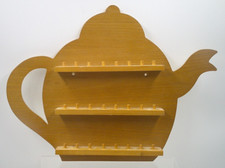 Teapot Wooden Thimble Display Shelf Holder for 24 Thimbles