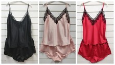 ANN SUMMERS LADIES BLACK RED PINK SATIN CAMI TOP SHORT SET UK SIZES 6-24