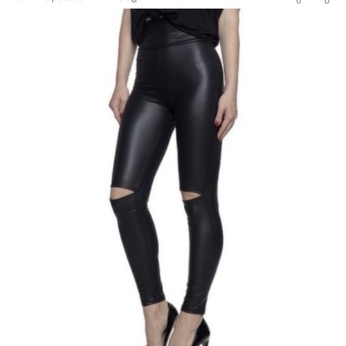 Black faux leather - leather, leggings