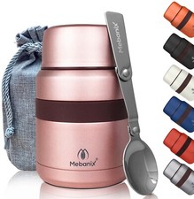 Mebanix Hot Food/Soup Thermos Flask Stainless Steel Vacuum Insulated Jar & Spoon