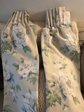 Laura Ashley Wisley Pencil Pleat Curtains 132cm wide x 125cm drop Linen Cotton