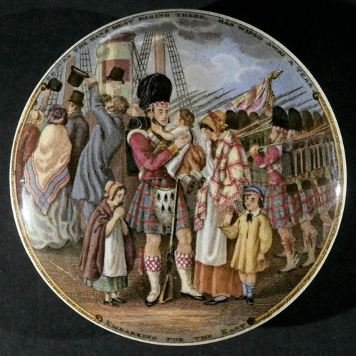 Antique prattware pot lid - antique,