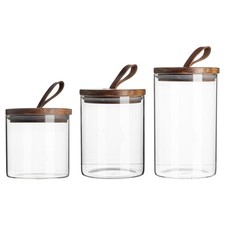 3x Glass Storage Jar with