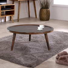 Modern Solid Dark Mango Wood Coffee Table for Living Room