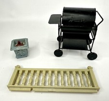 Dolls House 1:12 Scale Outdoors Bundle Job Lot Barbecue On Wheels Fence Planter