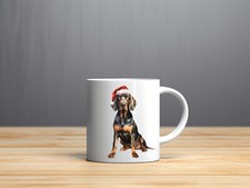 BLACK AND TAN COONHOUND  CHRISTMAS DESIGN  11 oz coffee mug