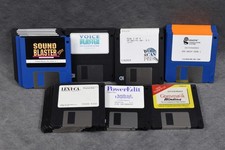 Vintage 3.5" Floppy Software Lot: Sound Blaster, OCR, Translation—Untested