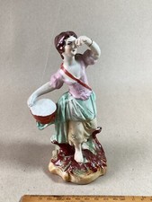 ANTIQUE 19TH CENTURY STAFFORDSHIRE FIGURE GIRL WITH MILK PAIL? OR BUCKET.