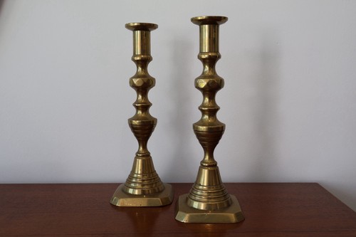 Antique brass candle sticks - antique,