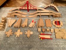 HUGE Brio & other Wooden Train Set Bundle – Bridges, Tracks, Trains, Accessories