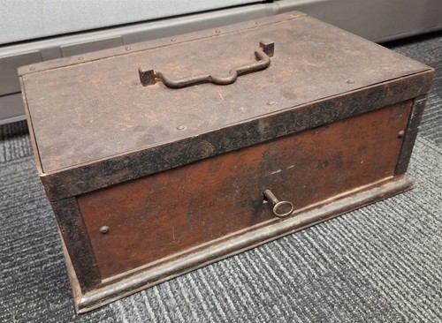 Antique iron strongbox metal - antique,