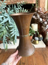 Vintage copper and brass arts and crafts trumpet vase 25cms tall Mid Century