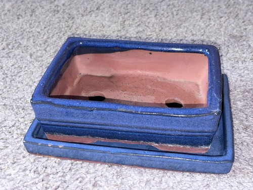 Glazed ceramic bonsai pot - glazed,