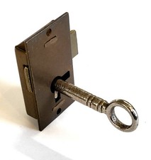 Small brass dual cut straight cupboard door drawer till lock key furniture clock