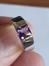 Cartier 18k White Gold Amethyst Tank Ring 49