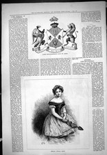 Antique Print Lord Beaconsfield Coat Arms Giulia Grisi Beautiful Woman 1876