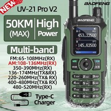 Baofeng UV-21 Pro V2 Walkie Talkie Air Band Type-C Long Range Ham Two Way Radio