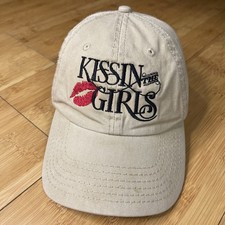 Otto Kissin The Girls Lips Lipstick Kiss Retro Khaki Tan Strapback Hat Cap