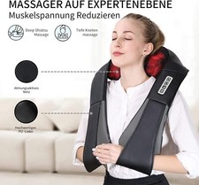 Electric Shiatsu Back Neck Shoulder Massager with Heat Kneading Body Car Home UK