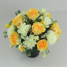 Artificial Grave Flower Arrangement with Roses and Carnations 25cm Long Lasting