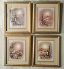 Andres Orpinas Vintage Prints x 4 In Gold Frames Small Gallery Wall Pictures