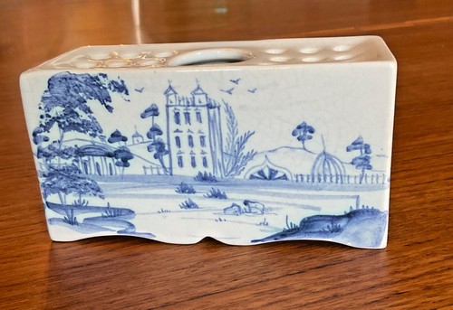 Blue white ceramic flower - blue,