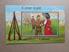 OLD POSTCARD ARTIST HUMOUR SOLDIER UNIFORM MILITARY CAMP CAPTURED 1900S  PS 415
