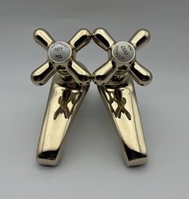 Vintage Brass Style Bathroom Sink Taps Nostalgic 1904 HOT & COLD Cross Handles