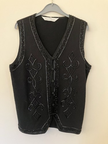 Black knitted waistcoat vest - black,
