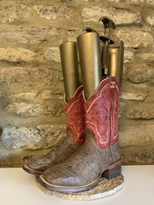Cinch Edge Womens Red Brown Leather Cowboy Boots UK 5 US 6D Made In Mexico