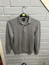 Hugo Boss Bono Men's Virgin Wool Polo Shirt Grey Sweater