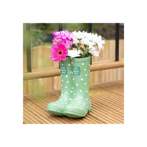 Light green welly boot planter - green,