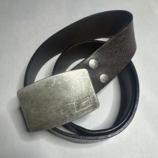 G Star Raw Belt 34-38 Brown Leather Chunky Buckle vintage