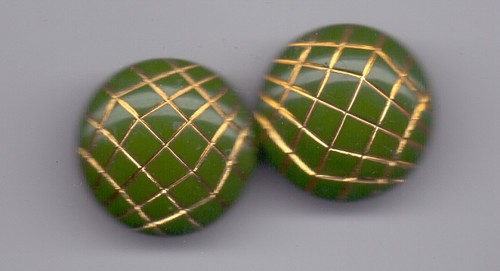 Pair glass vintage buttons - glass,