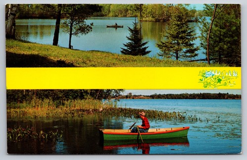Vtg postcard greetings - vtg, lake